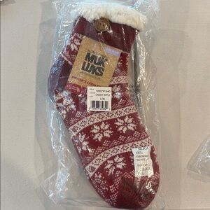 Muk Luks Red and White Women's Cabin Socks